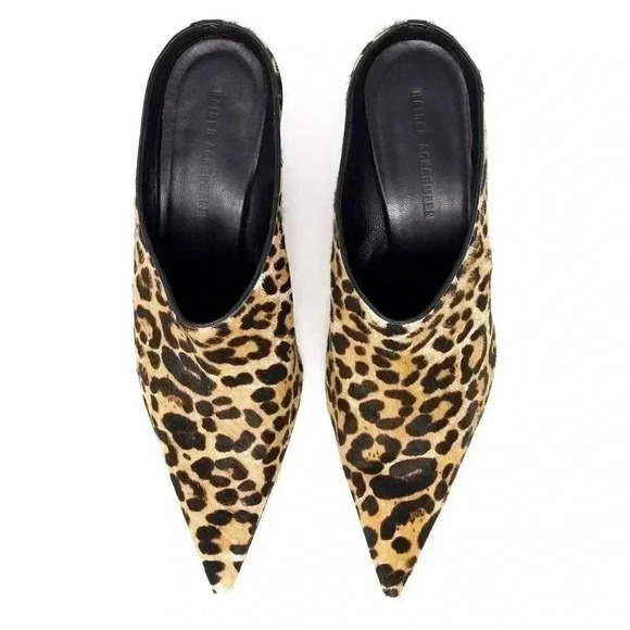 Haider Ackermann Leopard Print Pointed Mules Size 38 Block‎ Wedge Leather Heel - Picture 3 of 7